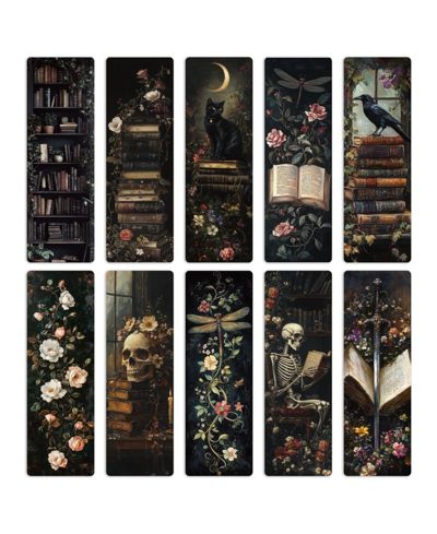 GNUADZ Gothic Dark Academia Bookmarks Vintage Flowers Black Cat