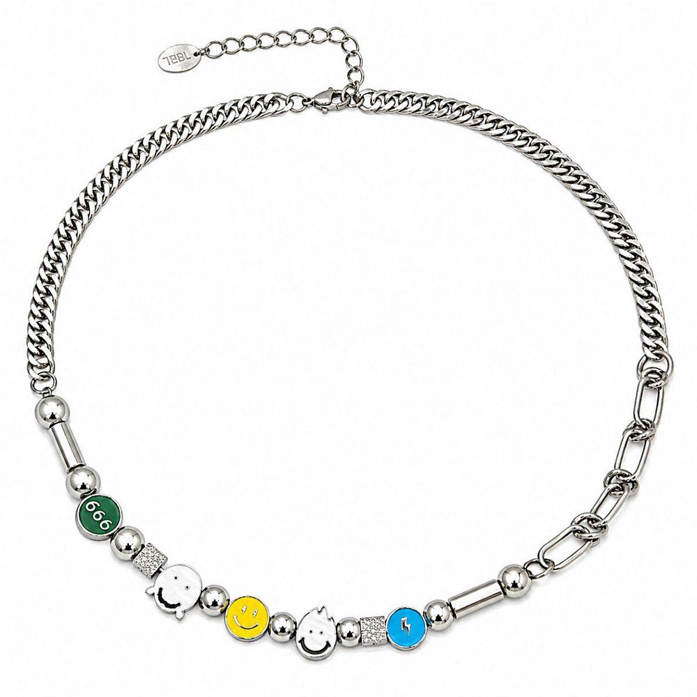 Rebl Jewelry серебряное ожерелье с шармом Smiley