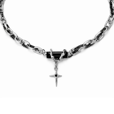 Rebl Jewelry Черное кольцевое ожерелье