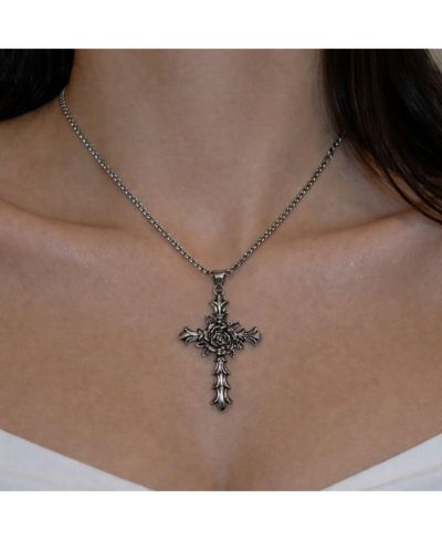 Rebl Jewelry серебряная цепочка с крестом в виде розы