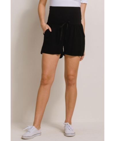 Hello Miz Maternity Relaxed Over-the-Belly Pull-On Shorts with Pockets