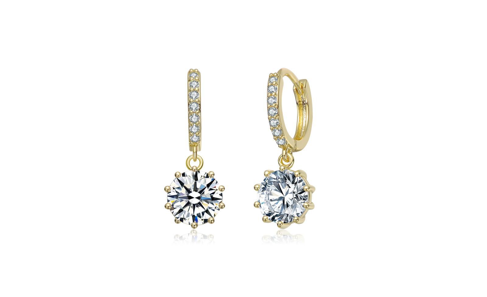 Серьги-кольца Rachel Glauber Elegant 14K Gold Plated Cubic Zirconia Huggie