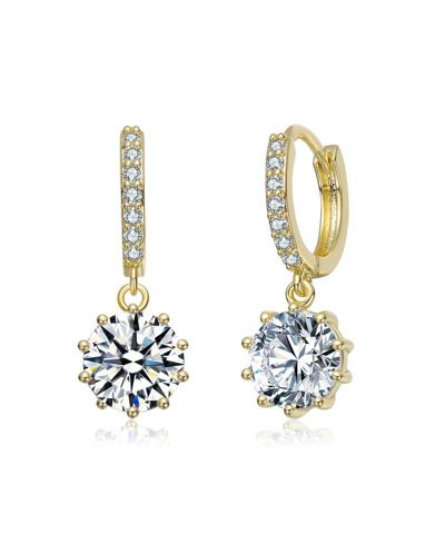 Rachel Glauber Elegant 14K Gold Plated Cubic Zirconia Huggie Earrings