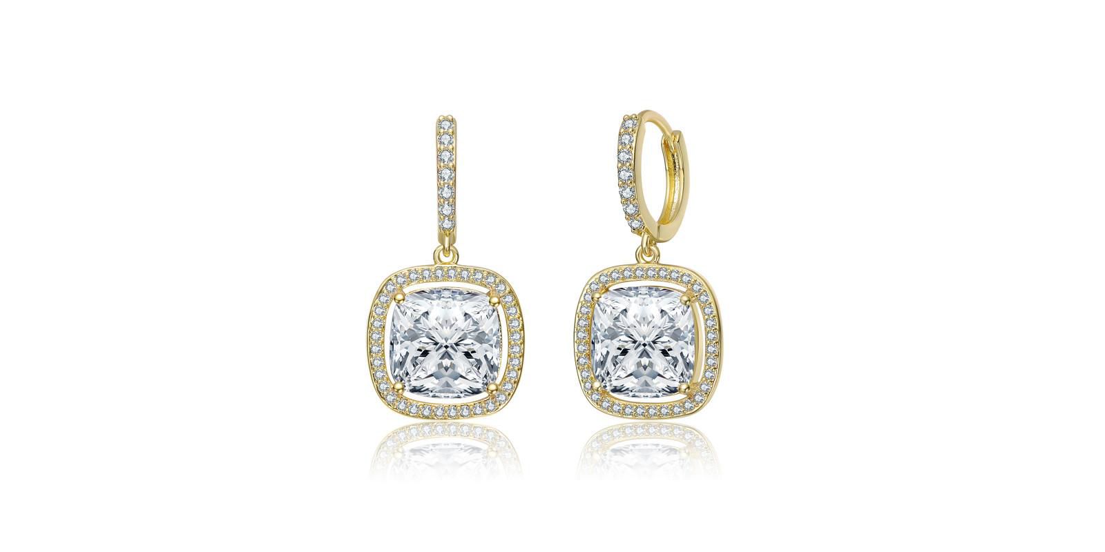 Rachel Glauber серьги Rachel Glauber Elegant 14K Gold Plated Square CZ Huggie Drop