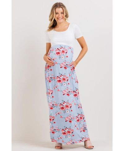 Hello Miz Women's Floral Empire Waist Maxi Dress with Pockets