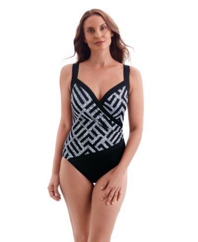 Longitude Женский слитный купальник spliced side shirred surplice long torso