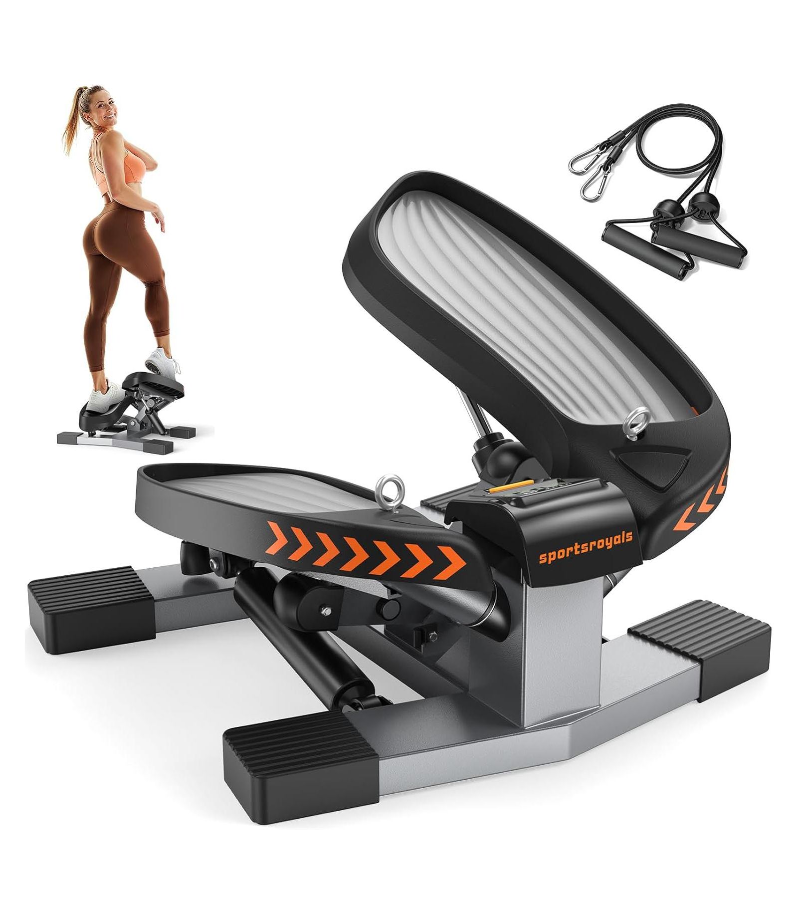 FED FITNESS Twist Stair Stepper Machine, Home Mini Step Trainer with Resistance Bands, 350lbs+ Capacity and Full Body Exercise