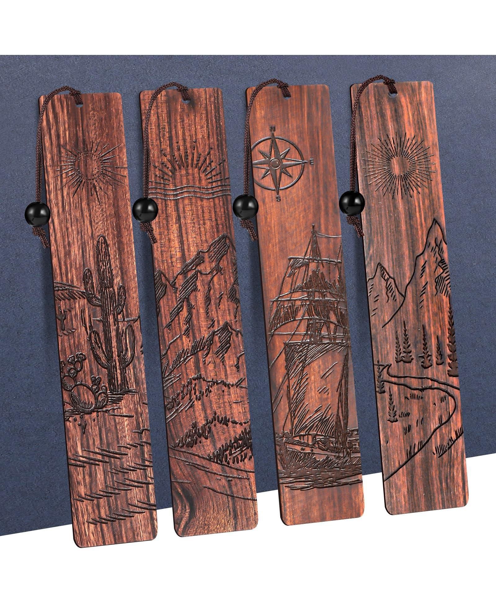 GNUADZ Wood Bookmark Men Adventure Carving Vintage Gift
