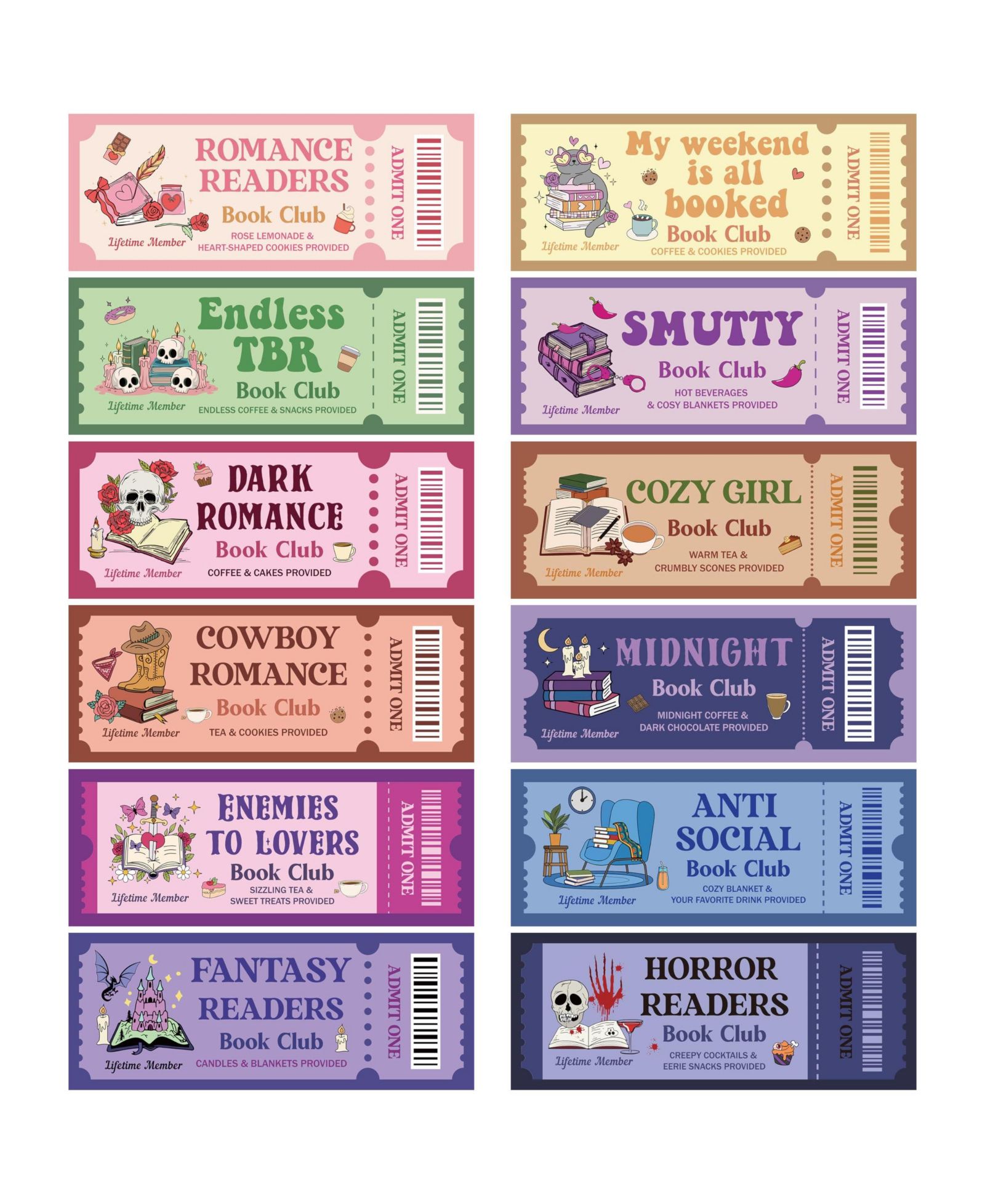 GNUADZ Funny Book Club Ticket Bookmarks Bookish Gifts