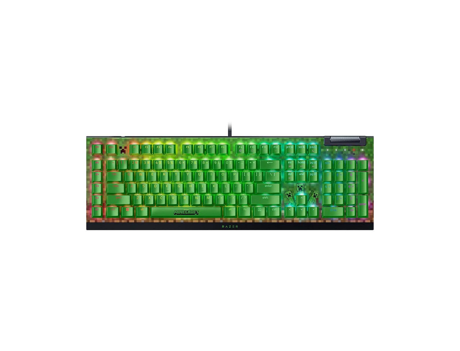 Razer BlackWidow V4 X USB Wired Full-Size Minecraft-Themed Mechanical Gaming Keyboard for PC
