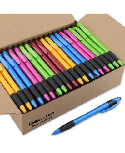 GNUADZ Gripped Ballpoint Pens Click Comfort Grip Ink Medium Point 60 Pack