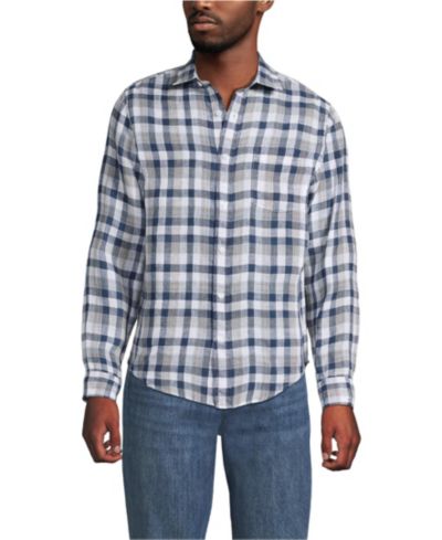 Light indigo blue/tan plaid