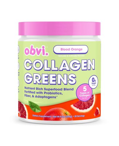 Obvi Collagen Greens Powder for Overall Wellness - Nutrient-Rich Superfood Blend - Healthy Digestion - Radiant Skin - Blood Orange Yuzu - 25 Servings