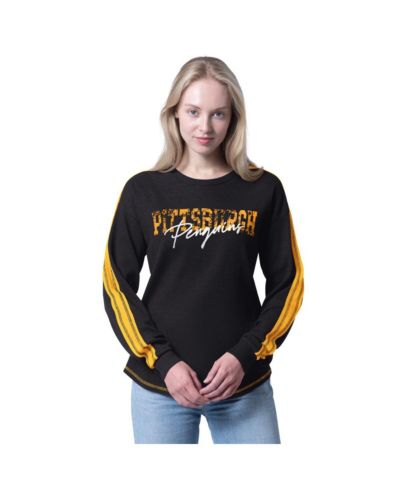 Женская футболка G-III 4Her by Carl Banks Pittsburgh Penguins Advantage Thermal Long-Sleeve Tri-Blend, черная