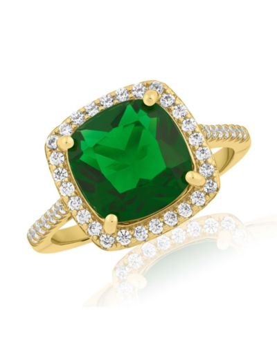 Simona Elegant Square Emerald Halo CZ Ring
