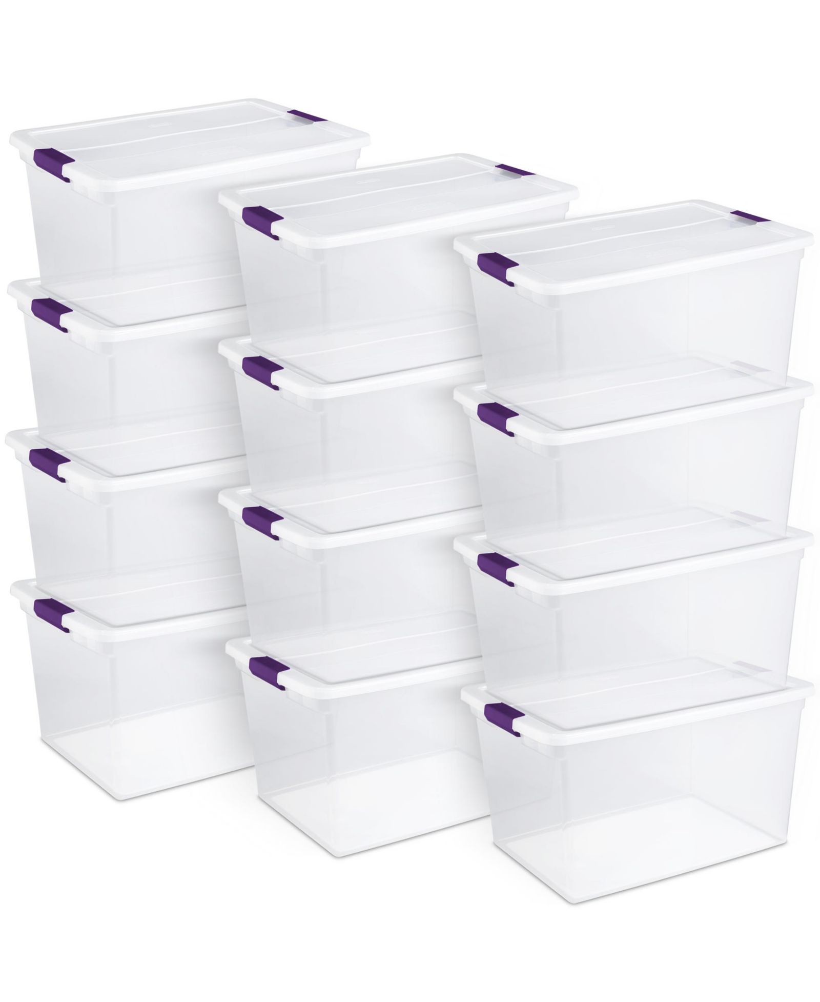 Sterilite 66 Quart Clear Plastic Latching Handle Storage Container Tote, 12 Pack