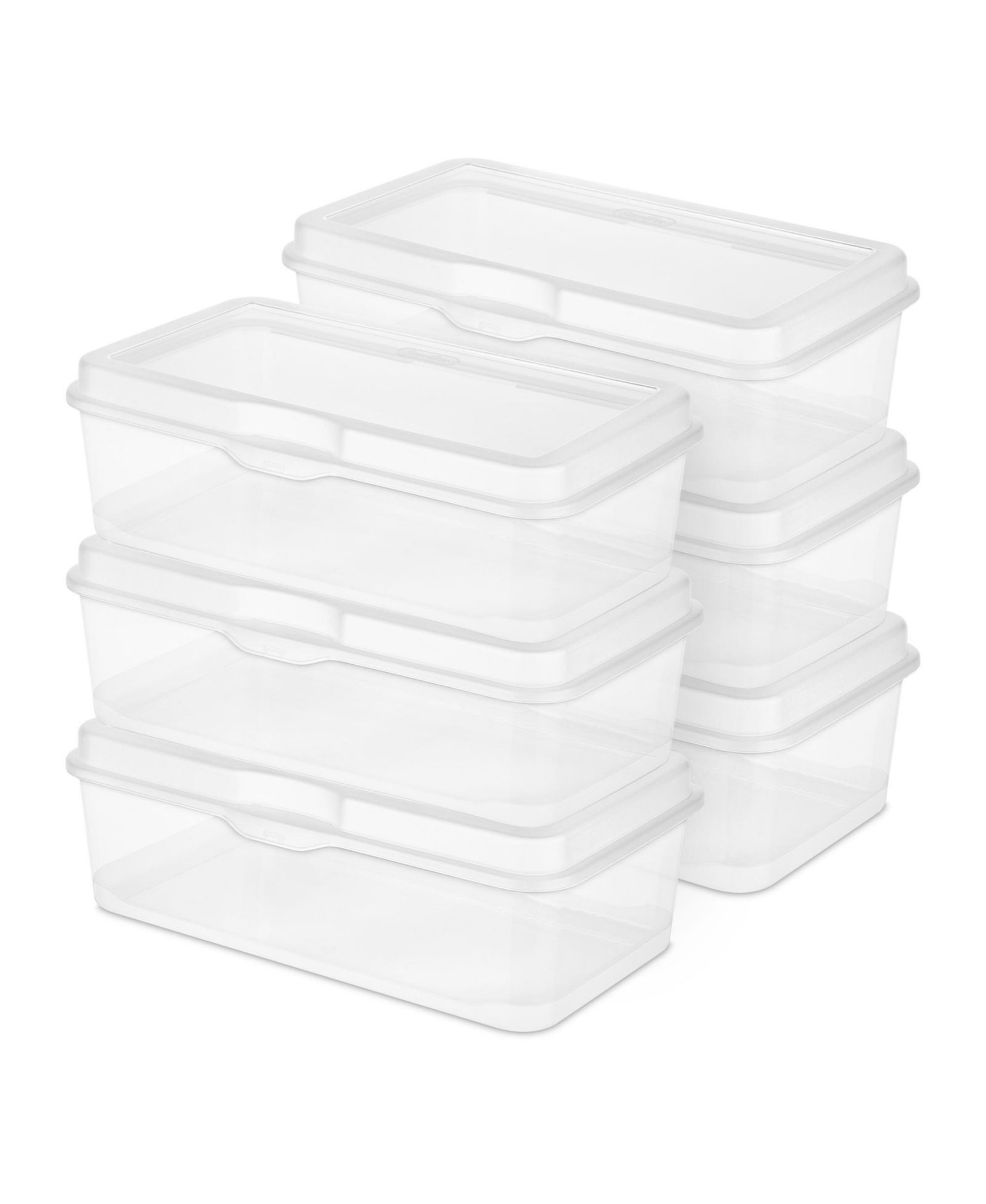 Sterilite Plastic Stacking FlipTop Latching Storage Box Container, Clear, 6 Pack