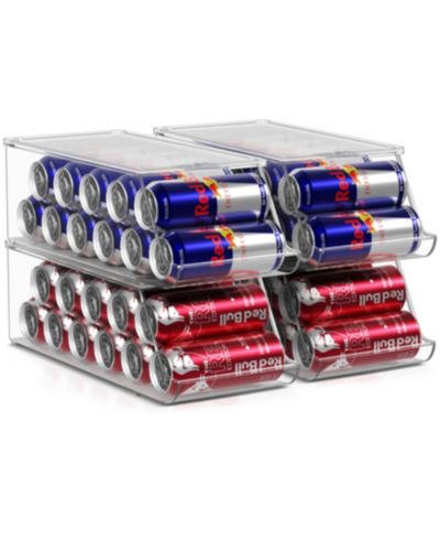 Sorbus 4 Pack Stackable Slim Can Holder Dispenser with Lid for Fridge, Pantry, Freezer
