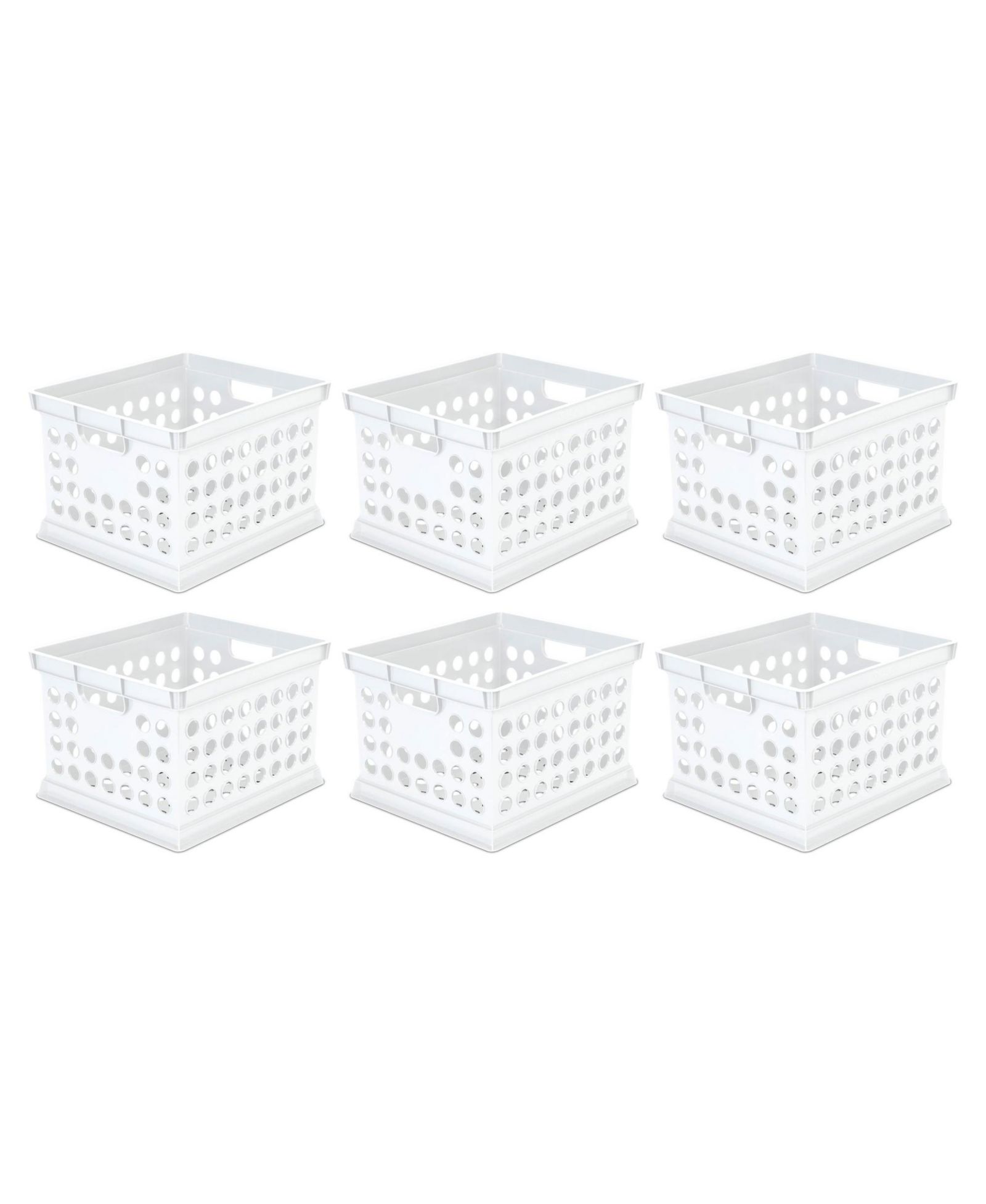 Sterilite Stackable Plastic Storage Open Crate Bin Organizer Box, 6-Pack