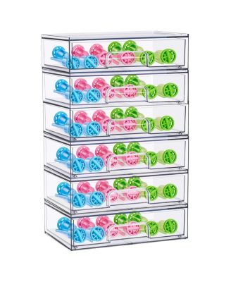 Sorbus 6 Pack Clear Wide Stackable Pull-Out Storage Organizer Bins for Baby Bottles, Bathroom, Kitchen and More