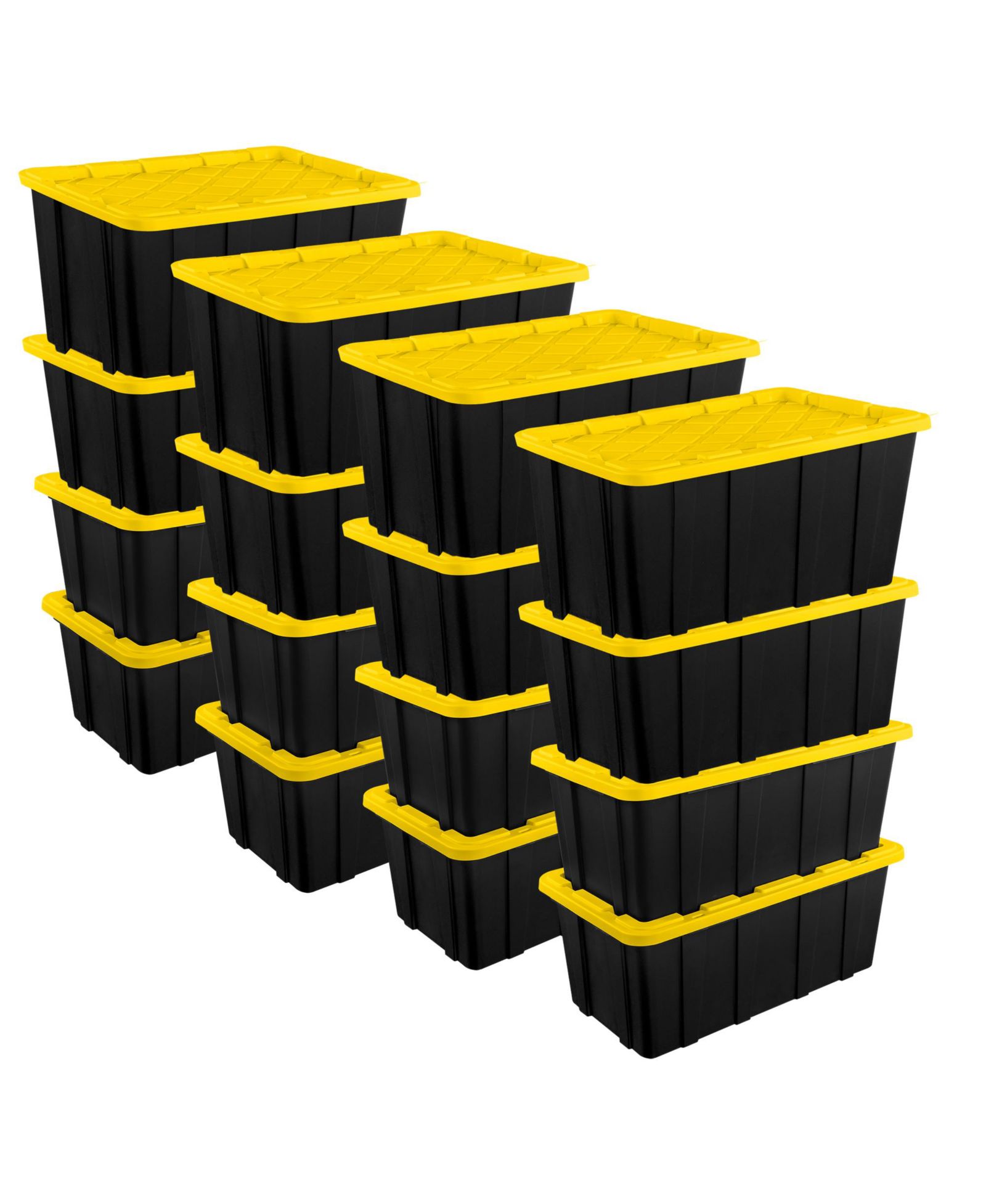 Sterilite 38 Gallon Industrial Stackable Storage Tote Lidded Containers, 16 Pack