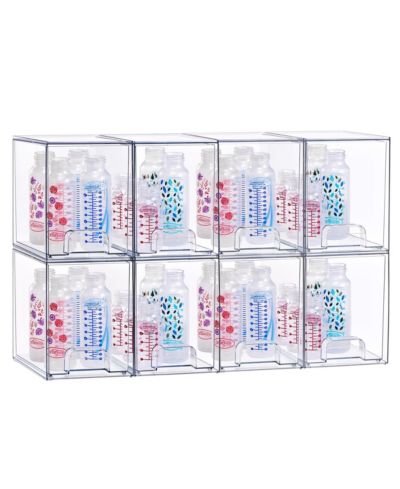 Sorbus 8 Tall Clear Stackable Pull-Out Storage Organizer Bins for Baby Bottles, Bathroom, Kitchen and More