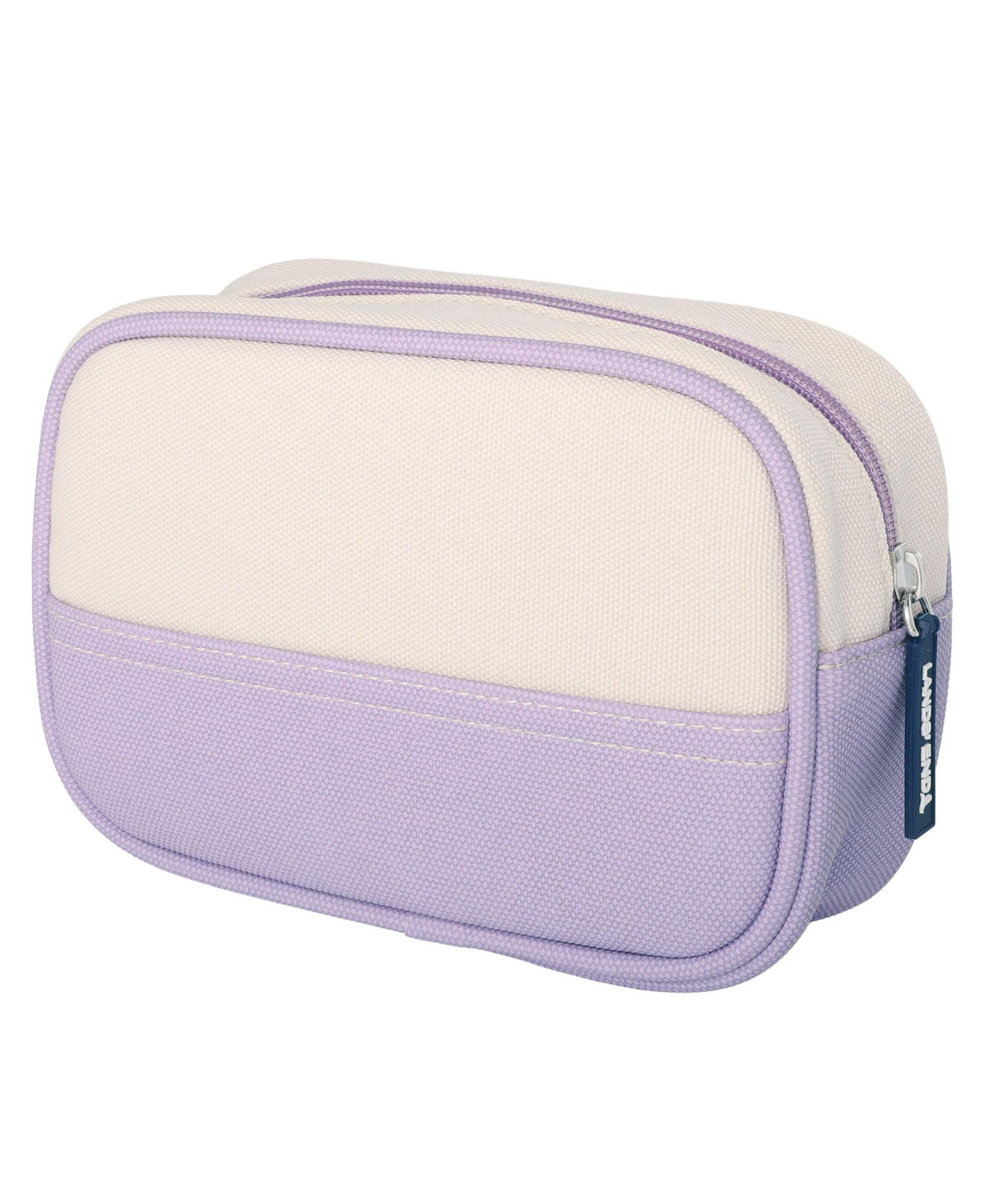 Lands' End Medium Rectangular Dopp Kit for Travel, Striped Canvas Toiletry Bag with Top Zip