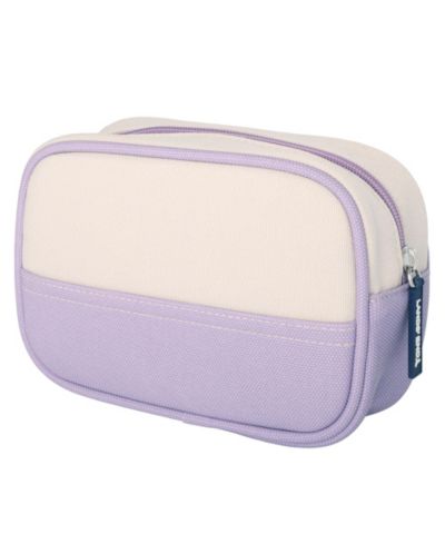 Lands' End Medium Rectangular Dopp Kit for Travel, Striped Canvas Toiletry Bag with Top Zip