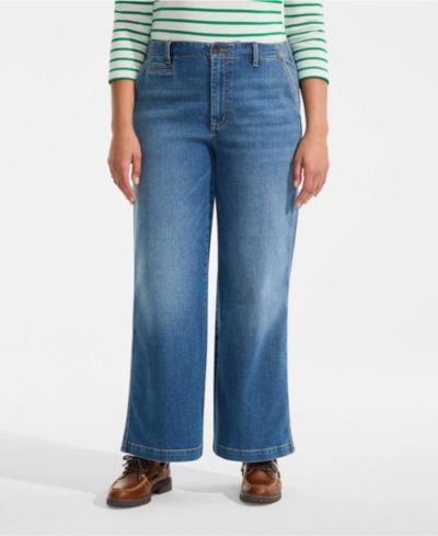Джинсы Lands' End Plus Size Recover Denim Mid Rise Wide Leg Ankle
