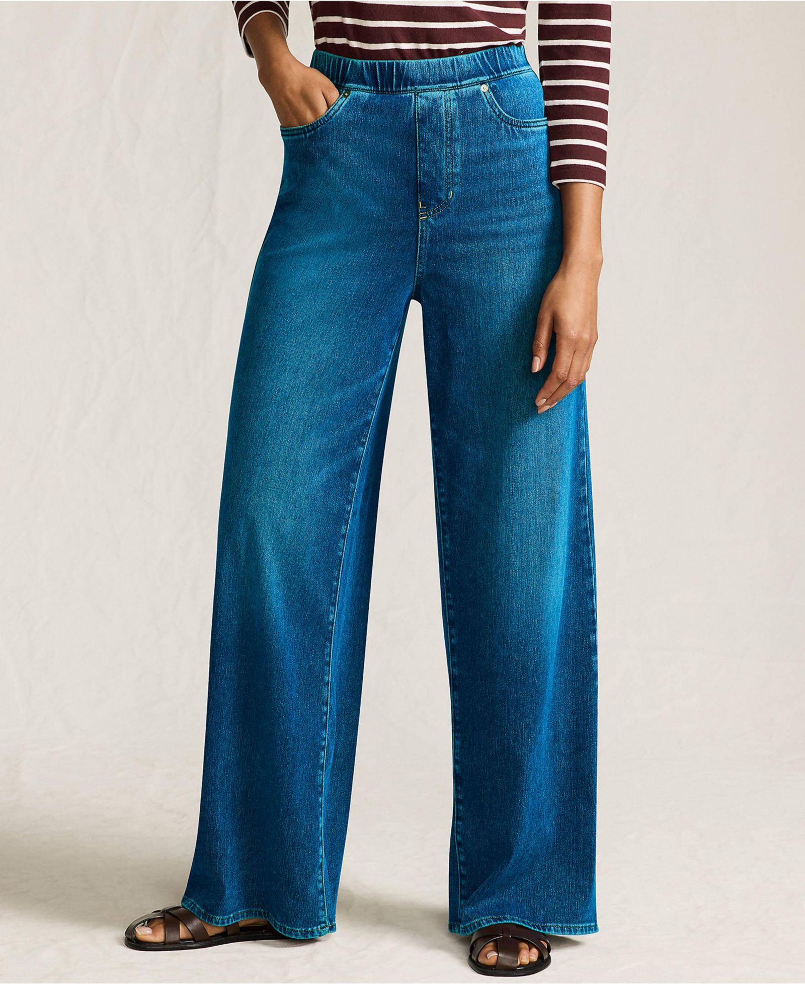 Lands' End Women's Starfish Denim High Rise Wide Leg Jeans