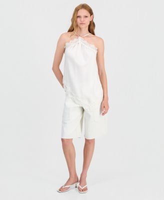 Bar III Women's Denim Cargo Shorts, Macy's Exclusive