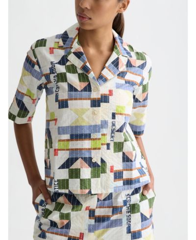 Женская рубашка SCOTCH & SODA Stitch-Embroidered Printed Short Sleeve