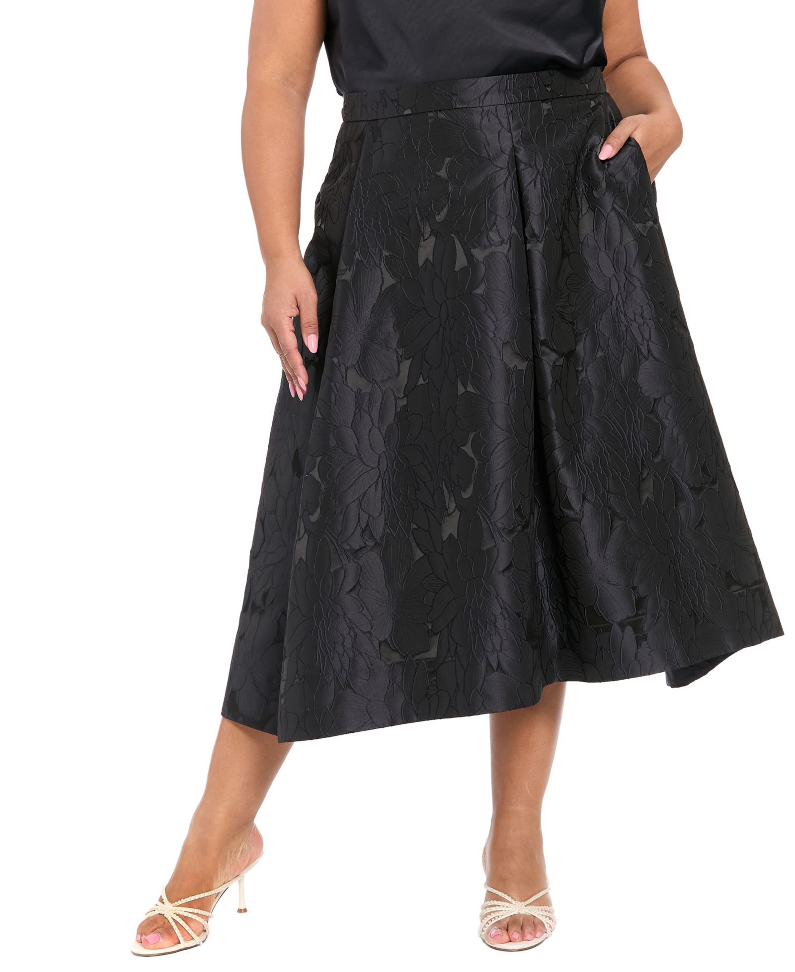 Muse Plus Size Pleated Midi Skirt