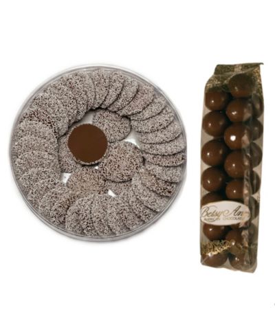 Betsy Ann Chocolates Traditional Milk Non Pareils and Gourmet Malted Milk Balls, 10 oz.