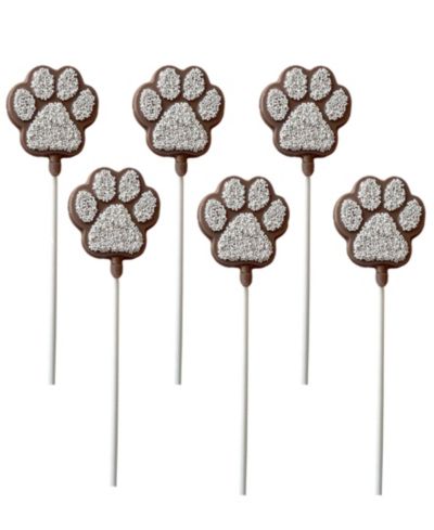 Betsy Ann Chocolates Festive Decorated Chocolate Paw LolliPop, 6 Pack