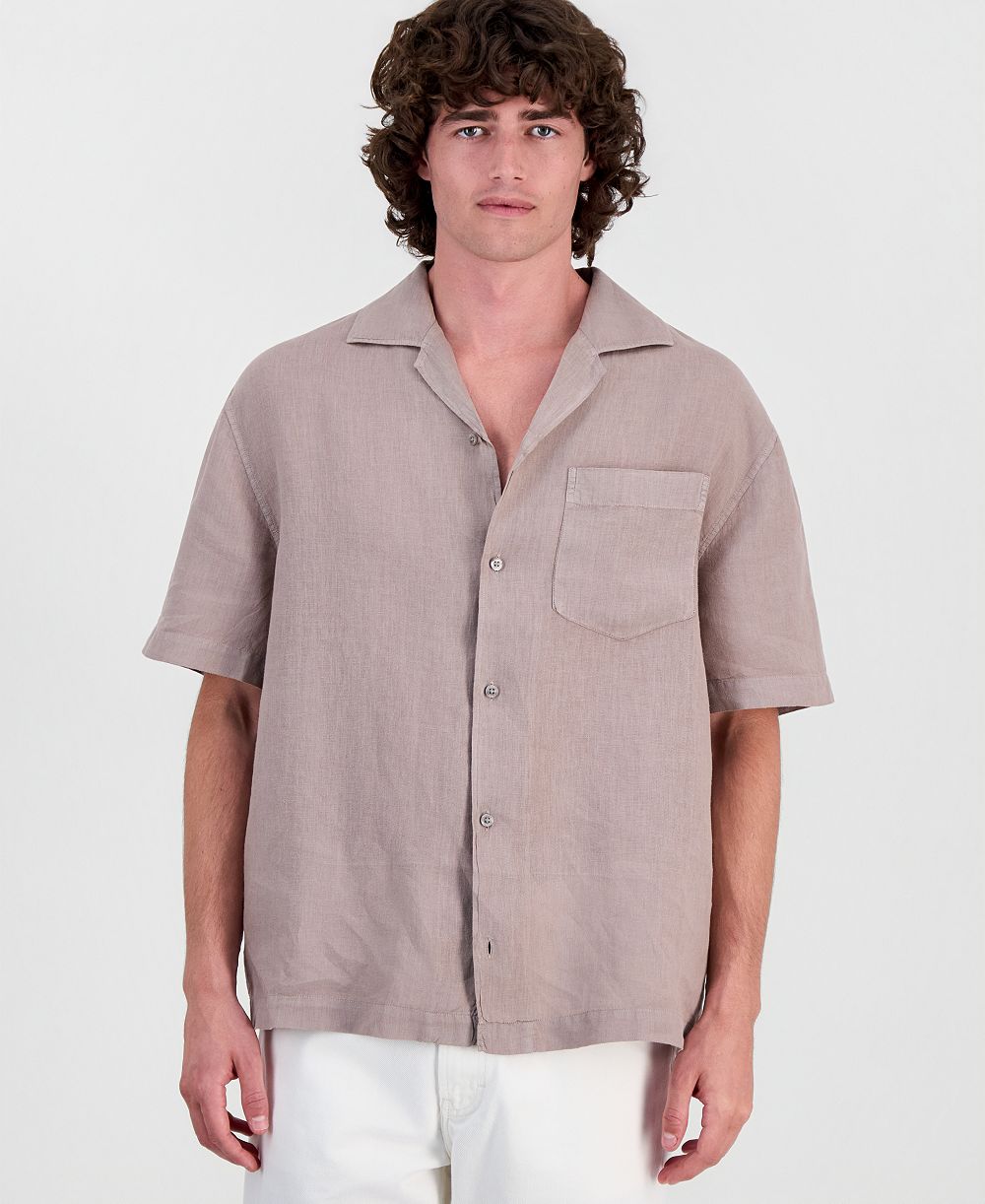 HUGO by Hugo Boss Men's Exolino Short-Sleeve Linen Shirt