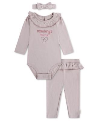 Huggies Baby Girls' Babywear Long-Sleeve Bodysuit, Pants and Headband, 3-Piece Set
