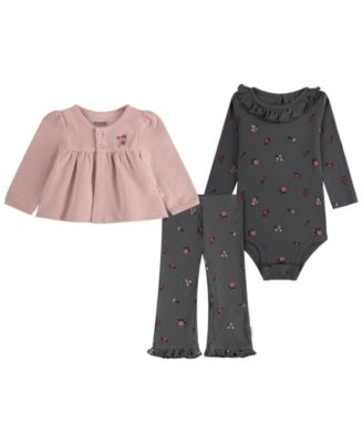 Huggies детский комплект из кардигана с длинным рукавом, боди и брюк для девочек, 3 предмета