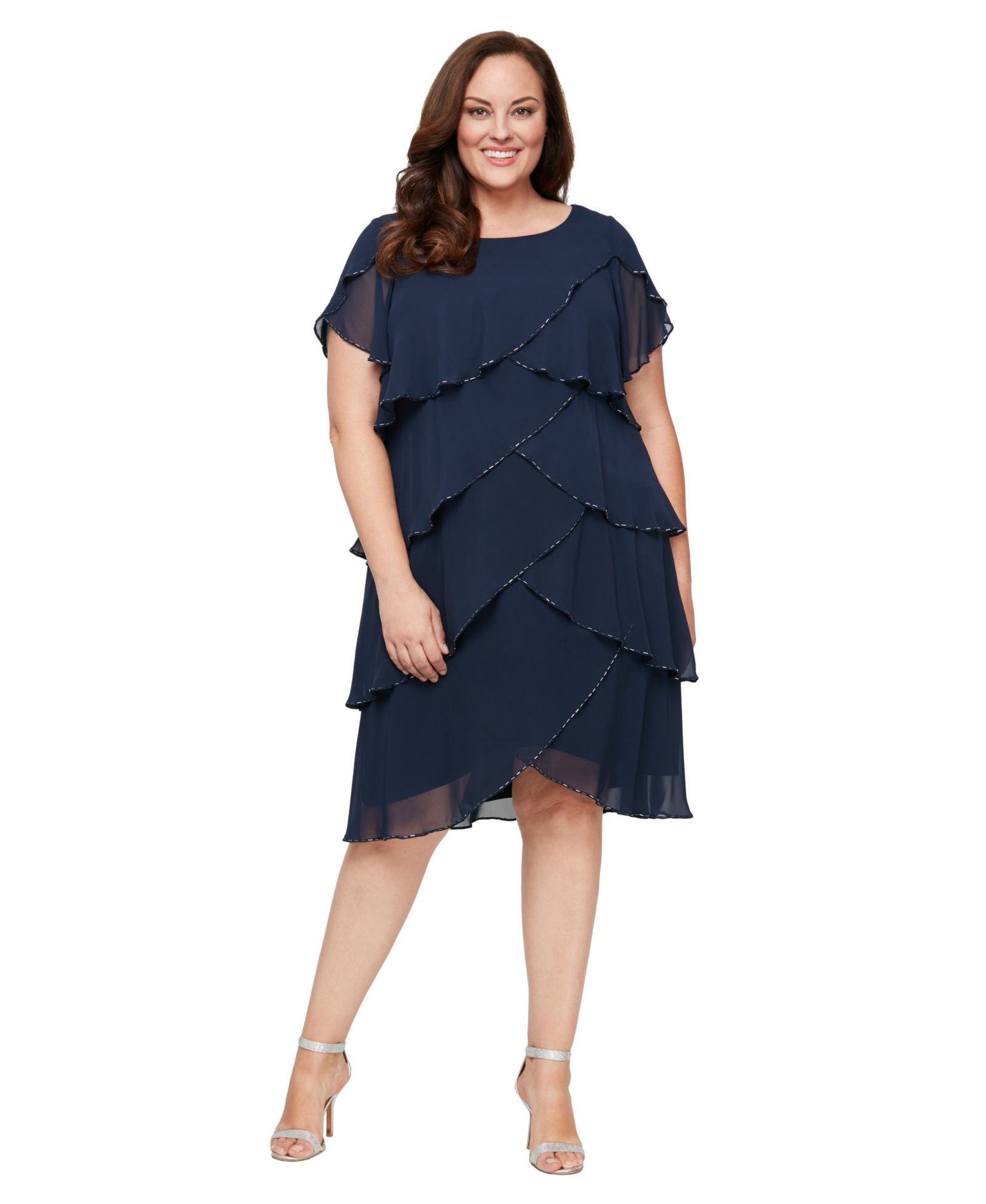 Женское платье SL Fashions Plus Size Crewneck Bugle Bead Tier