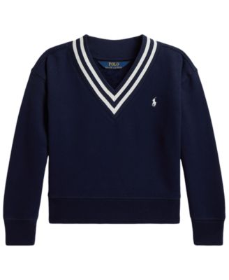 Девичья толстовка Polo Ralph Lauren с V-образным вырезом и полосками, флис