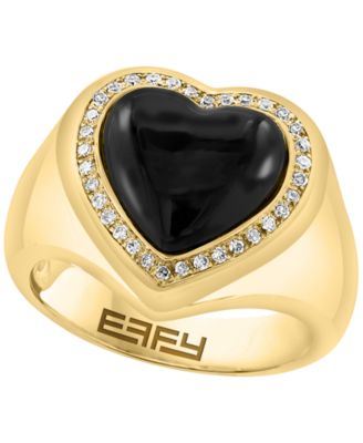 Кольцо EFFY Collection с ониксом и бриллиантом в 14k золоте