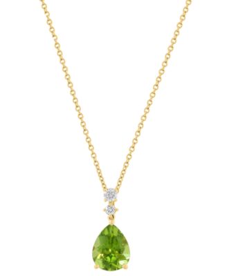 Подвеска-кулон EFFY Collection Peridot (2-1/2 ct. t.w.) & Diamond (1/10 ct. t.w.) в желтом золоте 14k