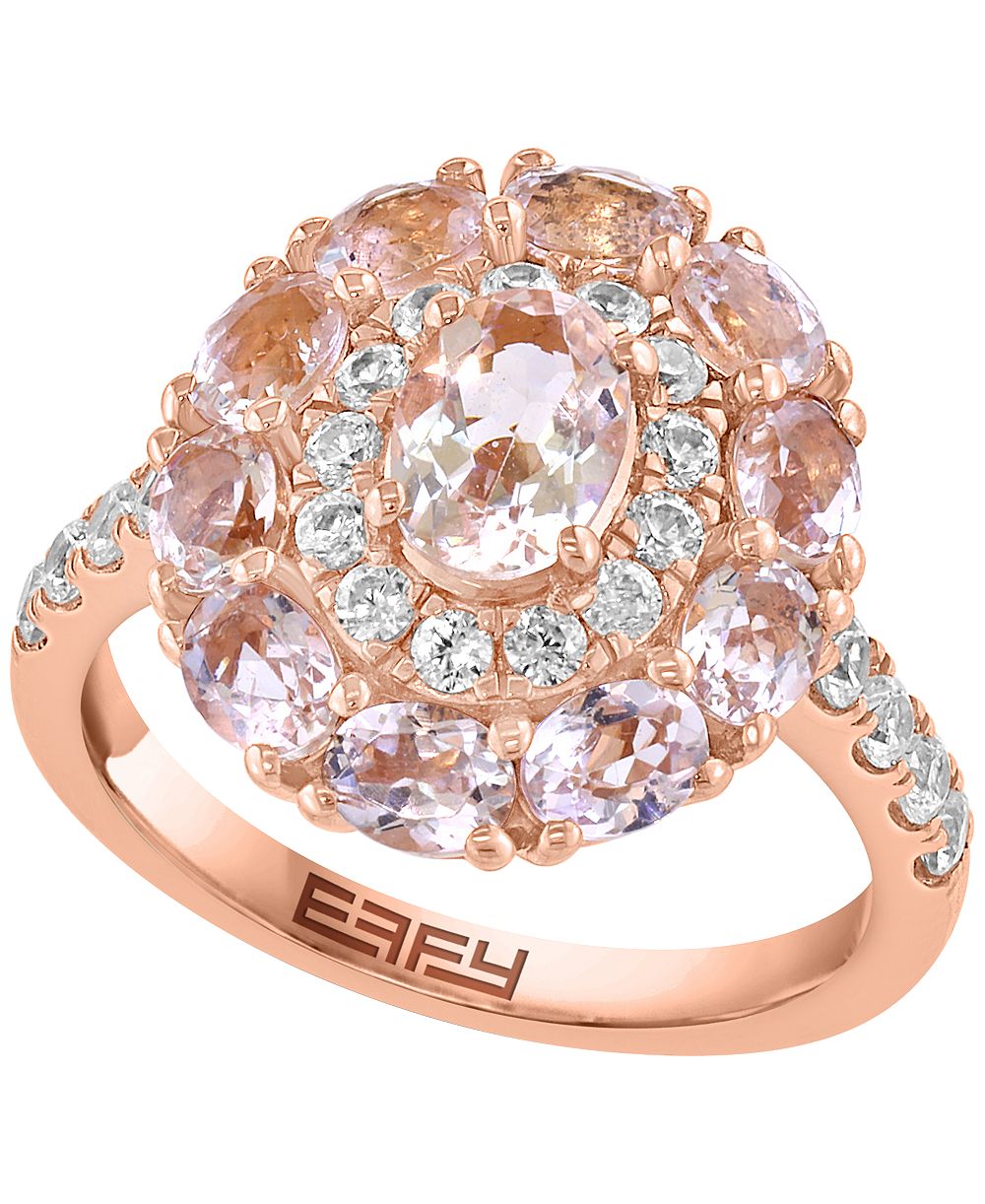 Кольцо EFFY Collection Morganite (3-1/2 ct. t.w.) & White Zircon (7/8 ct. t.w.) в 14k Rose Gold поверх Sterling Silver