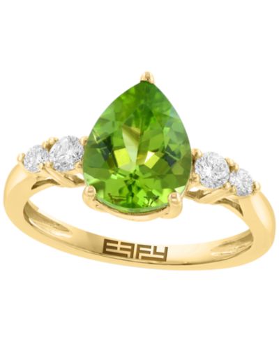 Кольцо EFFY Collection Peridot (2-1/3 ct. t.w.) & Diamond (1/4 ct. t.w.) в 14k Yellow Gold