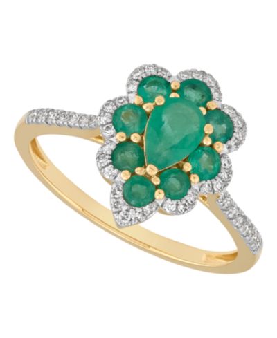 Macy's Emerald (7/8 ct. t.w.) & Diamond (1/6 ct. t.w.) Ring in 14k Yellow Gold (Also Available in Ruby and Sapphire)