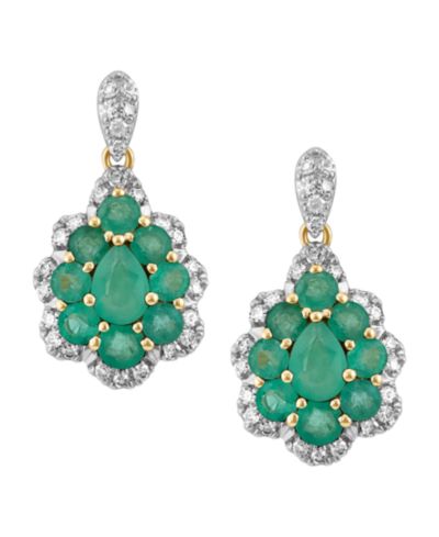 Серьги-подвески Macy's Sapphire (1-1/8 ct. t.w.) & Diamond (1/6 ct. t.w.) в белом золоте 14k
