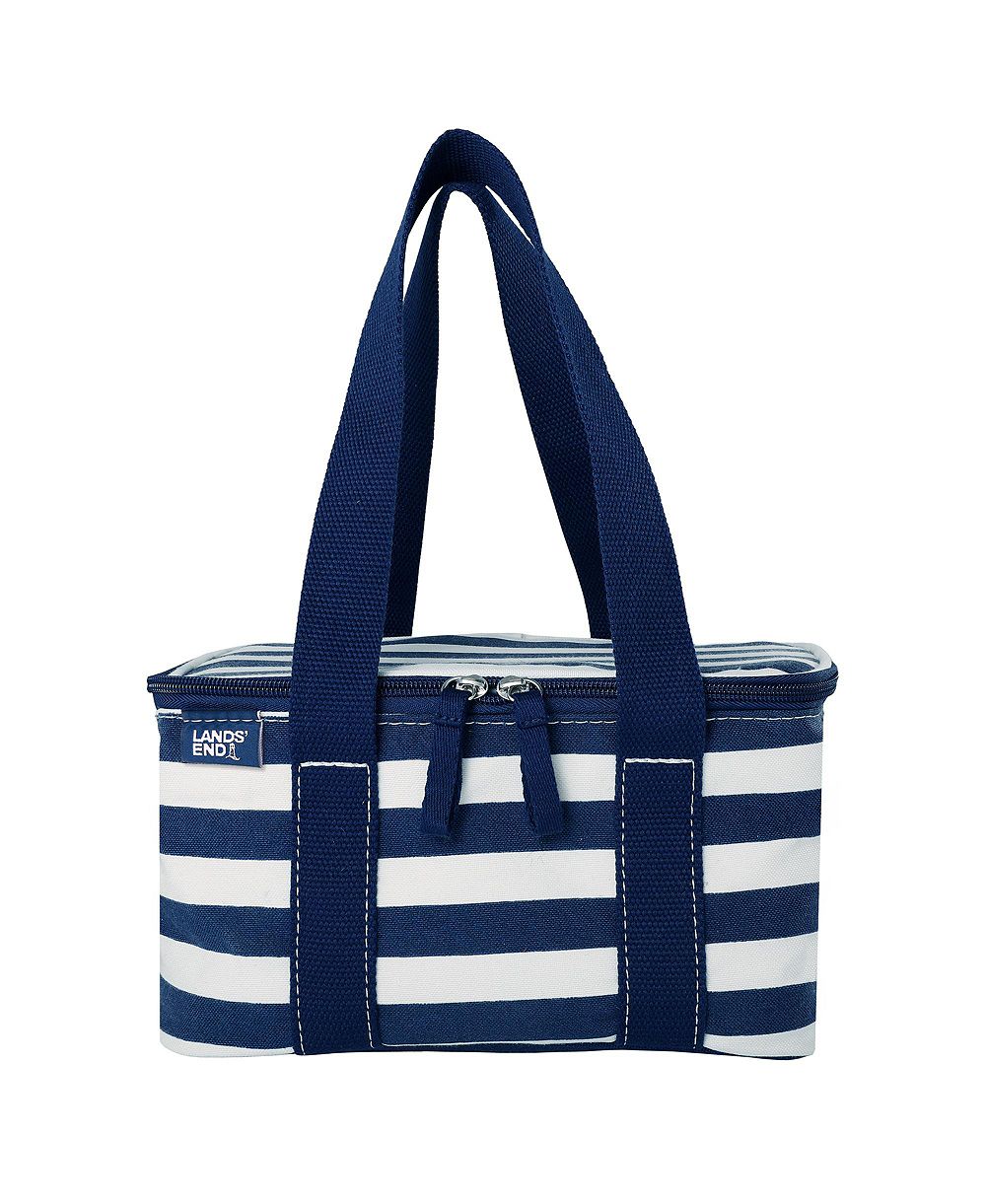 Lands' End Rectangular Small Cooler Bag Insulated 1.5 Gal, Canvas Soft Cooler with Tote Handles and Zip Closure