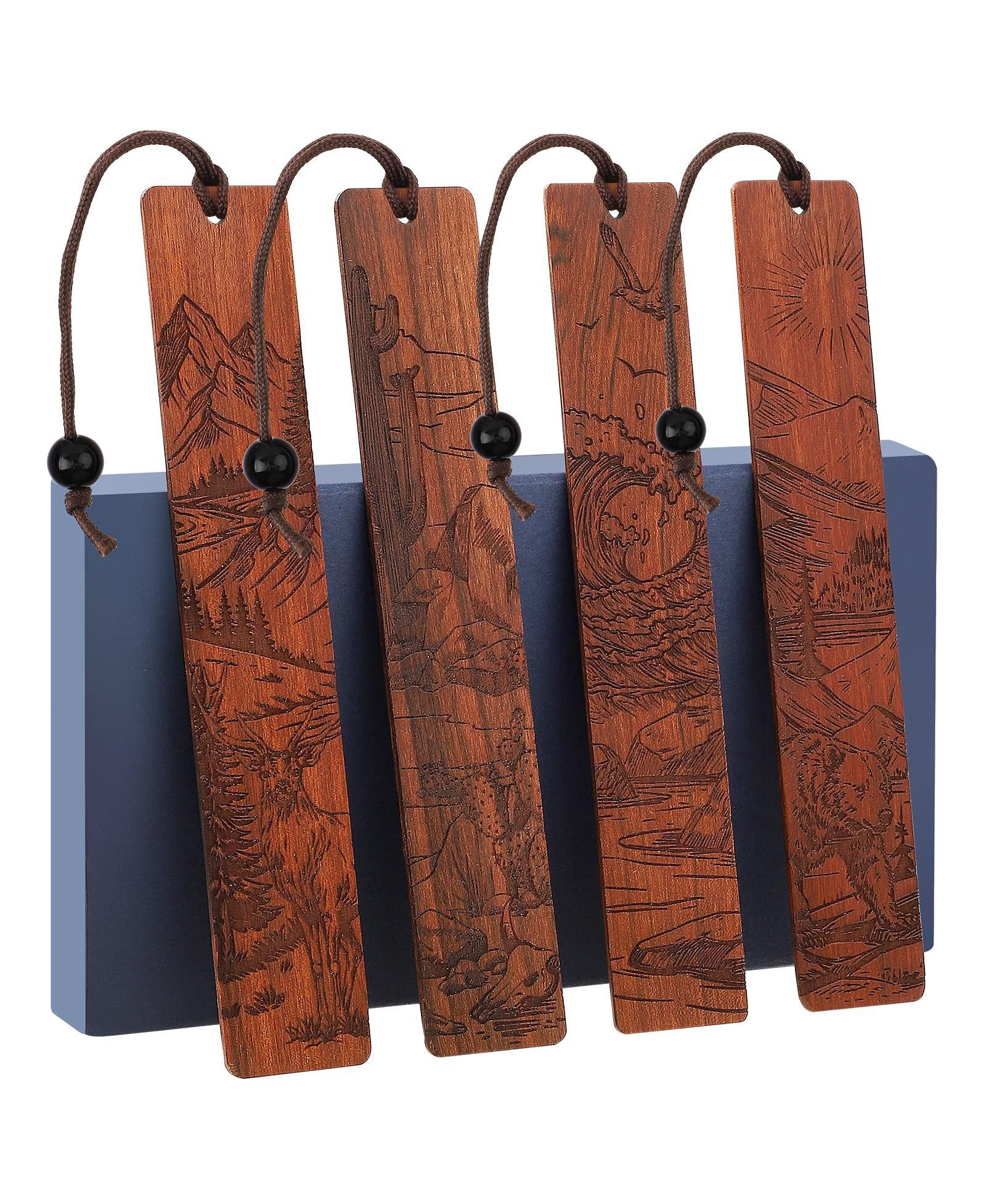GNUADZ Wood Bookmark Adventure Scenery Carving Gift