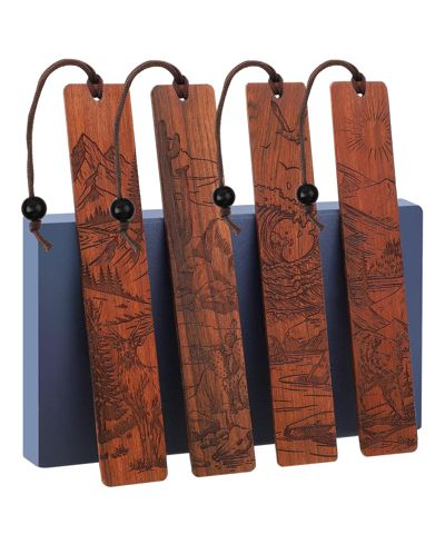 GNUADZ Wood Bookmark Adventure Scenery Carving Gift