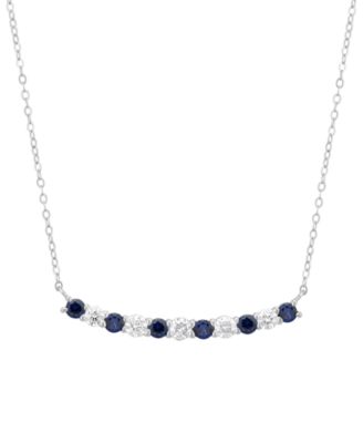 Grown With Love Lab-Grown Sapphire (7/8 ct. t.w.) & Lab-Grown Diamond (5/8 ct. t.w.) Necklace in 10k White Gold (Also Available in Ruby & Emerald)